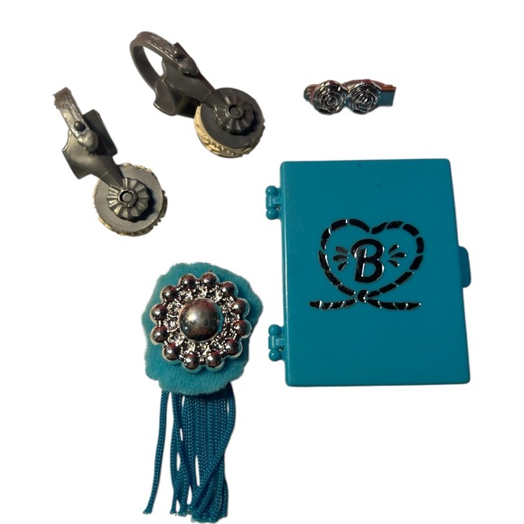 Barbie Western Stampin 1993 Vintage Accessories Blue Silver Stamp Rollers Brush - Picture 3 of 3